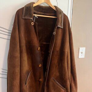 Men shearling coat - vintage - real shearling - very warm - size XL